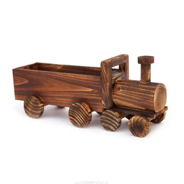 Retro Wooden Train Flower Pot Succulent Plant Potted Bonsai Planter Home Garden Decor 85AC - Image 7