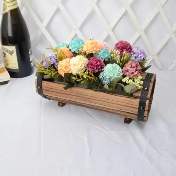 Carbonized Wooden Flower Pot Succulent Plant Potted Planter Outdoor Garden Decor Ornaments