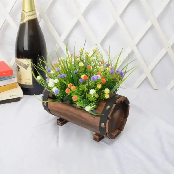 Carbonized Wooden Flower Pot Succulent Plant Potted Planter Outdoor Garden Decor Ornaments - Image 2