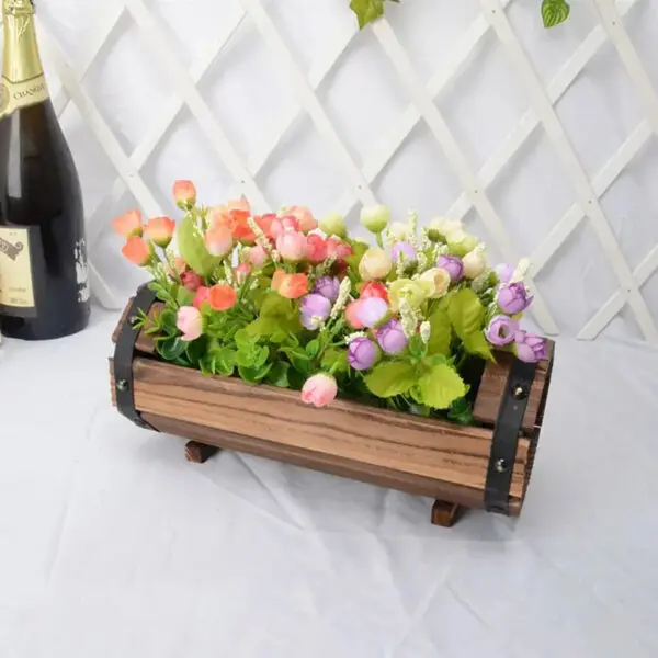 Carbonized Wooden Flower Pot Succulent Plant Potted Planter Outdoor Garden Decor Ornaments - Image 5