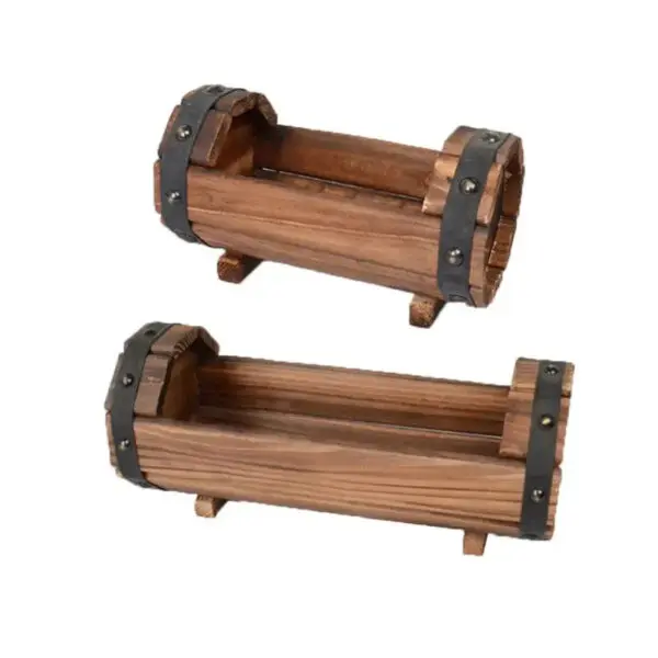 Carbonized Wooden Flower Pot Succulent Plant Potted Planter Outdoor Garden Decor Ornaments - Image 6