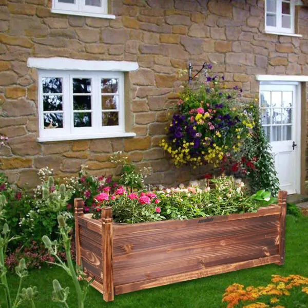 Raised Garden Bed Flower or Vegetable Planter Window Mounted Plant Box for Garden, Yard Wood Box for Planting - Image 8