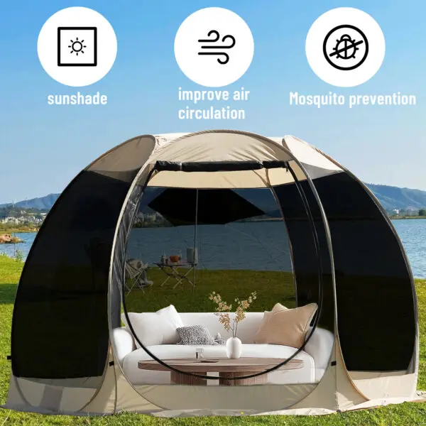 Portable Screen House Tent with Mosquito Net 6-8 Person Camping Backyard Patio & Protection Outdoor Shelter Suitable for family - Image 2