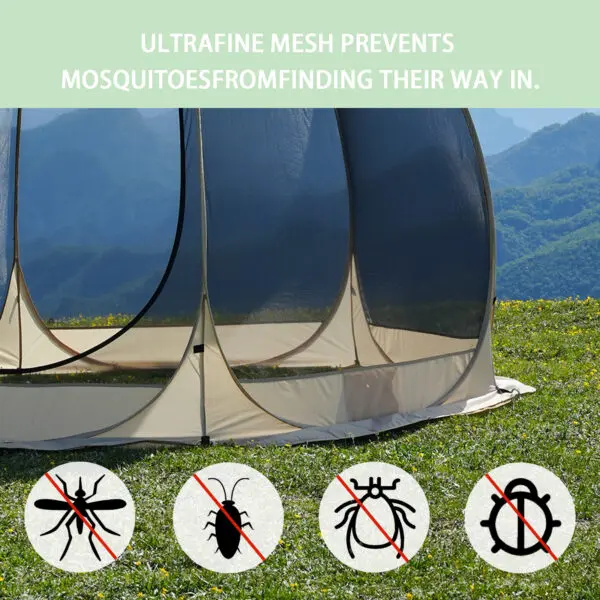Portable Screen House Tent with Mosquito Net 6-8 Person Camping Backyard Patio & Protection Outdoor Shelter Suitable for family - Image 3