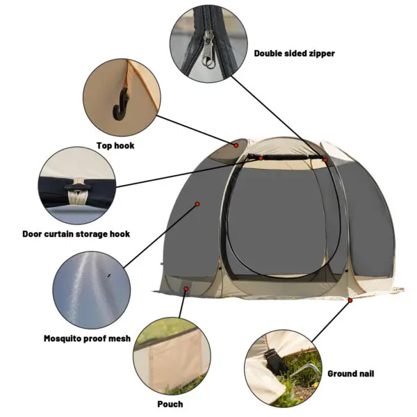 Portable Screen House Tent with Mosquito Net 6-8 Person Camping Backyard Patio & Protection Outdoor Shelter Suitable for family - Image 4