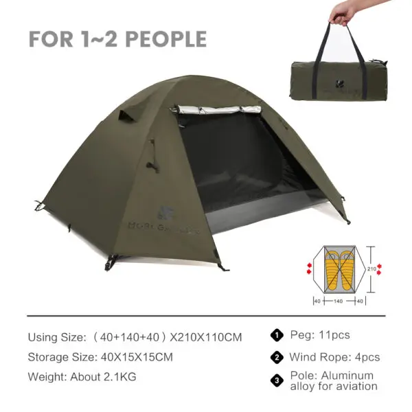 MOBI GARDEN Camping Backpacking Tent Waterproof Rainproof Hiking Silver Coated Sun Protection Easy Set Up - Image 7