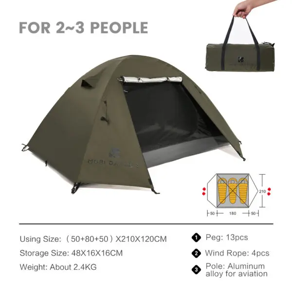 MOBI GARDEN Camping Backpacking Tent Waterproof Rainproof Hiking Silver Coated Sun Protection Easy Set Up - Image 9