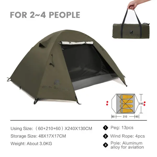 MOBI GARDEN Camping Backpacking Tent Waterproof Rainproof Hiking Silver Coated Sun Protection Easy Set Up - Image 11