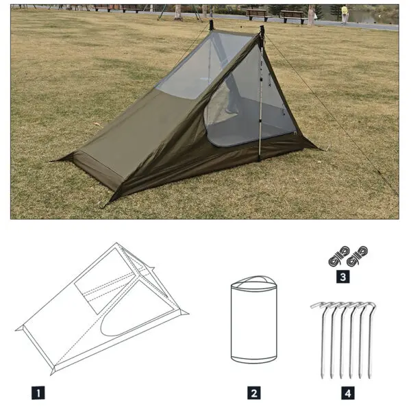 Airy Mesh Tent 1 Person Ultralight Tent Quick Setup Backpacking Shelter Breathable Mosquito Proof for Camping and Trekking - Image 7
