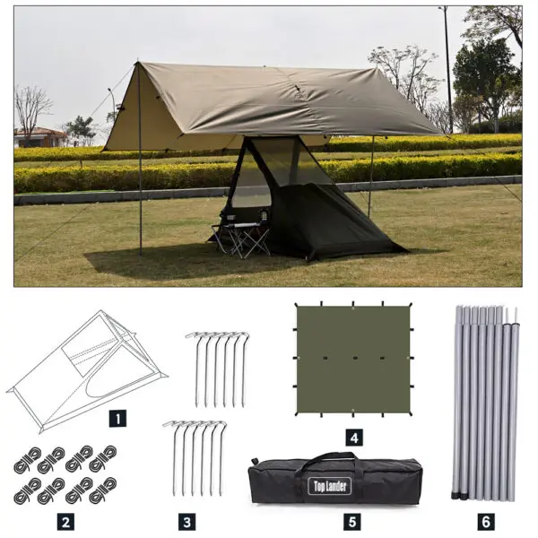 Airy Mesh Tent 1 Person Ultralight Tent Quick Setup Backpacking Shelter Breathable Mosquito Proof for Camping and Trekking - Image 9