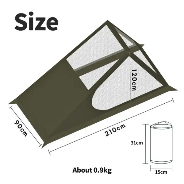 Airy Mesh Tent 1 Person Ultralight Tent Quick Setup Backpacking Shelter Breathable Mosquito Proof for Camping and Trekking - Image 13