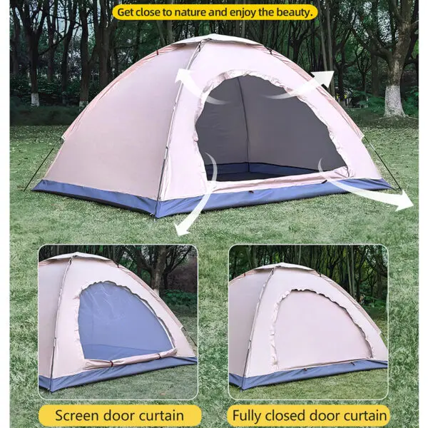 Outdoor camping tent, hand-built rain and sun protection hiking tent, double bed for couples and children, portable windproof - Image 3