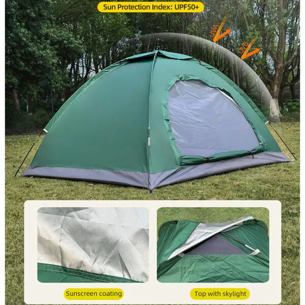 Outdoor camping tent, hand-built rain and sun protection hiking tent, double bed for couples and children, portable windproof - Image 5