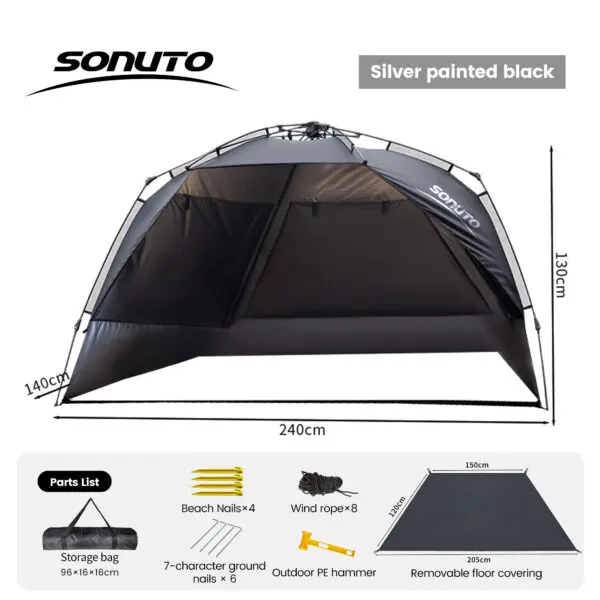 Sonuto Outdoor 3-4P One-Touch Camping Tent Quick Automatic Opening Beach Fishing Tent Family Travel Picnic Park Anti-UV Shade - Image 10