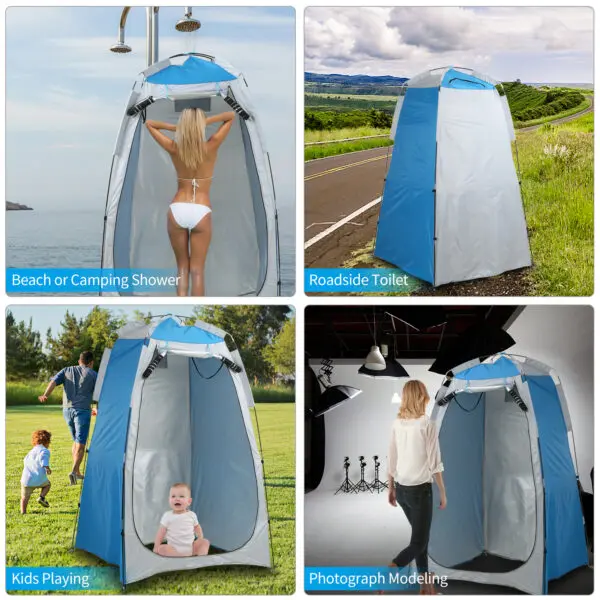 Portable Beach Shower Toilet Changing Tent Sun Rain Shelter Privacy Shelter Tent with Window for Outdoor Camping Bathroom - Image 6