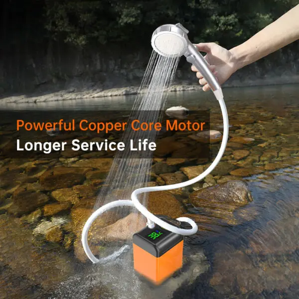 Portable Outdoor Camping Shower Pump with Intelligent Digital Display Electric Camping Shower 4800mAh for Travelling - Image 3