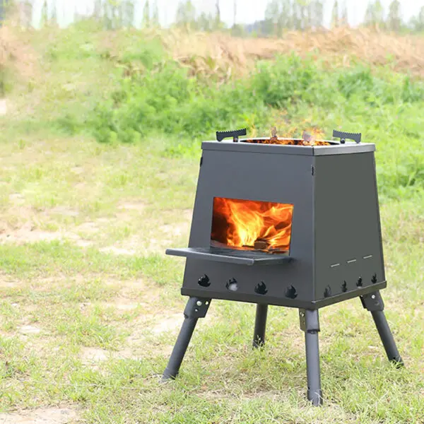 Mini Outdoor Firewood Stove Height Adjustable Portable Wood Burner Firewood Camping Folding Stove for Camping Picnic BBQ Travel