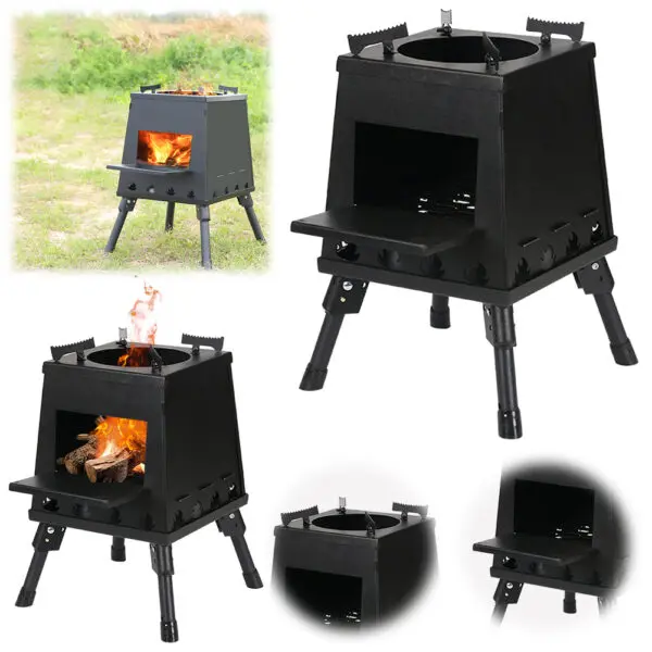 Mini Outdoor Firewood Stove Height Adjustable Portable Wood Burner Firewood Camping Folding Stove for Camping Picnic BBQ Travel - Image 2