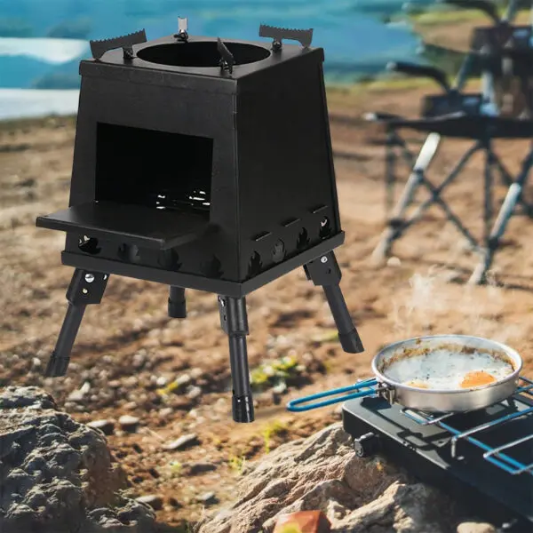 Mini Outdoor Firewood Stove Height Adjustable Portable Wood Burner Firewood Camping Folding Stove for Camping Picnic BBQ Travel - Image 3