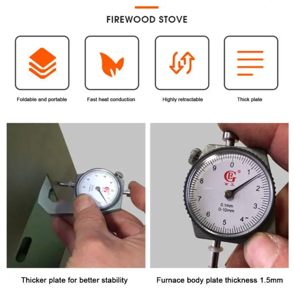 Mini Outdoor Firewood Stove Height Adjustable Portable Wood Burner Firewood Camping Folding Stove for Camping Picnic BBQ Travel - Image 6