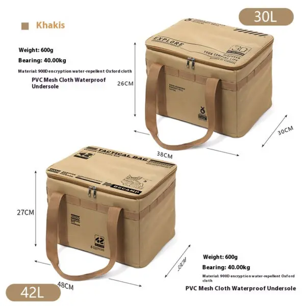 30-42L Camping Equipment Storage Bag Insulation Folding Storage Box Tableware Handbag Field Divider Tactical Camping Picnic Tool - Image 7