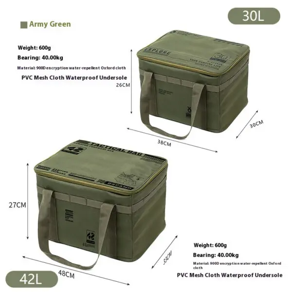30-42L Camping Equipment Storage Bag Insulation Folding Storage Box Tableware Handbag Field Divider Tactical Camping Picnic Tool - Image 11