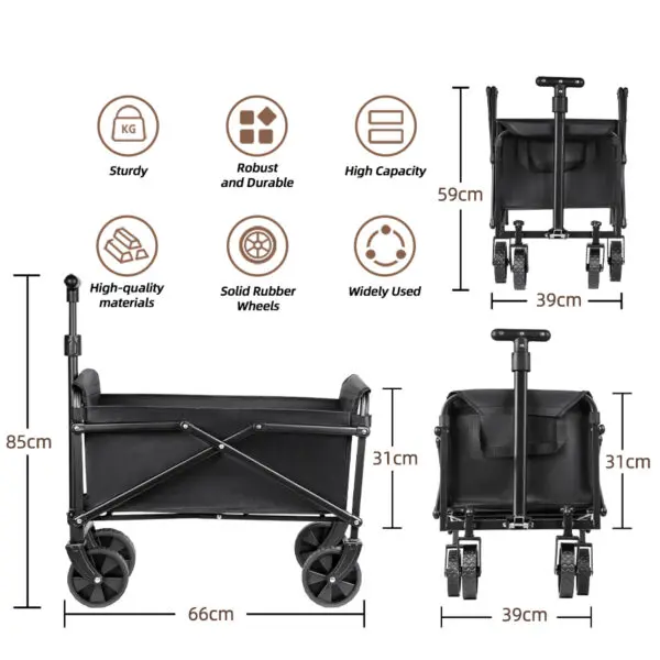 Foldable Portable Picnic Outdoor Camping Cart Heavy Duty Folding Utility Cart Shopping Beach Collapsible Folding Utility Cart - Image 2